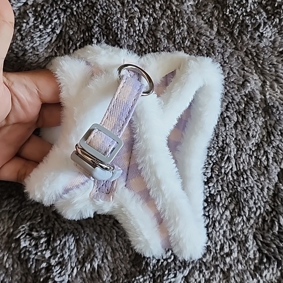 Soft furry XXS small female dog harness stylish purple pink - Picture 3 of 9